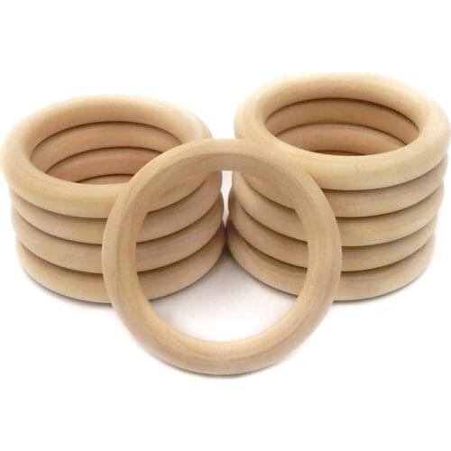 2 Size 5pcs Natural Wood Circle DIY Crafts For Jewelry Making Baby Teething Wooden Ring Kids Toy Ornaments Accessories