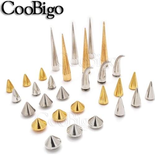 50sets Metal Cone Studs And Spikes DIY Craft Cool Punk Garment Rivets For Clothes Bag Shoes Leather DIY Handcraft Parts