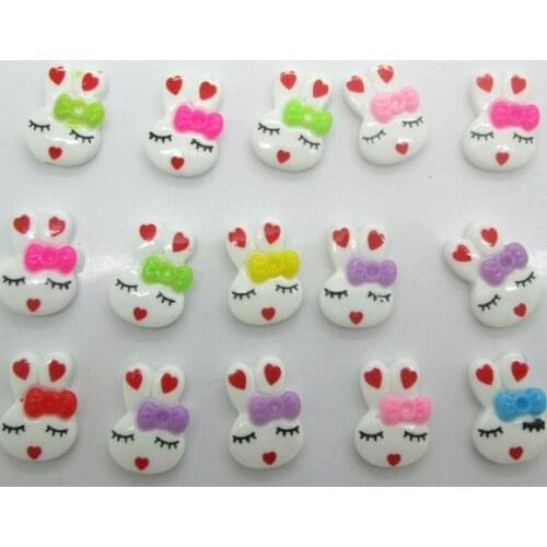 50Pcs Mixed Resin Rabbits Beads Decoration Crafts Flatback Cabochon Scrapbooking Fit Hair Clips Embellishments Diy