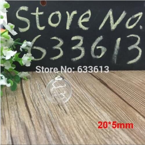 Freeship 100sets/lot 20mm(5mm opening) glass bubble & silver 8mm cap with ring set clear glass ball Charms DIY Pendant Findings