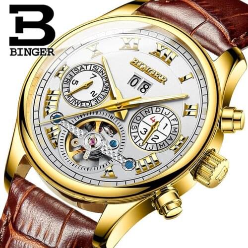 Switzerland Watch Men BINGER Automatic Mechanical Mens Watches Top Brand Luxury Sapphire Men Wrist Watch Luminous Waterproof