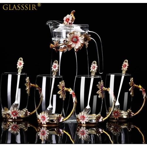 Tea Cup Coffee Mug Cups Clear Glass Enamel Design New Year Christmas Gift Idea For Mom Wife Girlfriend Sister Best Friend Woman