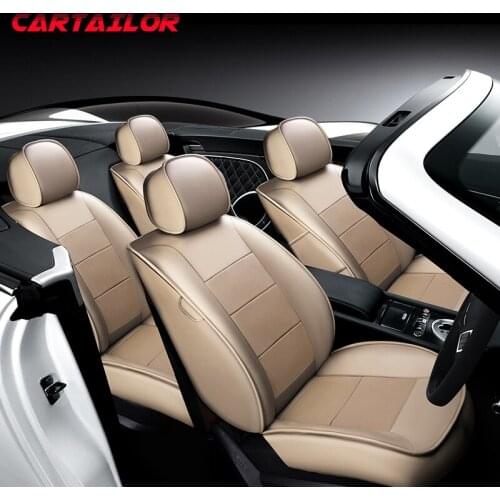 CARTAILOR Custom Fit Genuine Leather Car Seat Covers for Jaguar XJL Seat Cover Sets Automobiles Cover Seats Cushions Protection