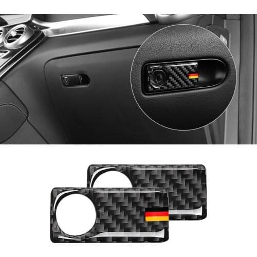 For Mercedes Benz C Class W205 C180 C200 C300 GLC260 Carbon Fiber Co-pilot Glove Storage Box Handle Bowl Cover Sticker Trim