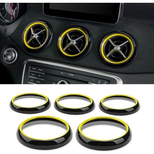 Black yellow Air outlet sticker / Instrument Panel Air Outlet Decoration Ring for Mercedes Benz GLA X156 CLA C117 class