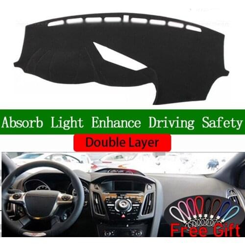 Double Layer Car Stickers For Ford foucs ST 2012 2013 2014 2015 2016 Dashboard Cover Car Accessories Interior Anti-UV Car Decals