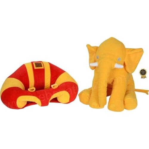 Jaju Baby, Luxury Red-Yellow Baby Support Seating Cushion and Yellow Sleep Elephant
