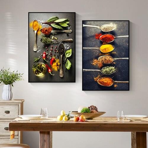 Vegetable Grains Spices Kitchen Canvas Painting Cuadros Scandinavian Posters and Prints Wall Art Picture for Dining Room Decor