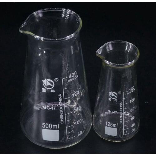 125ml 250ml 500ml Lab Boro GG17 Glass Conical Beaker With Three-corner Philips Chemi Ware Labware Glassware