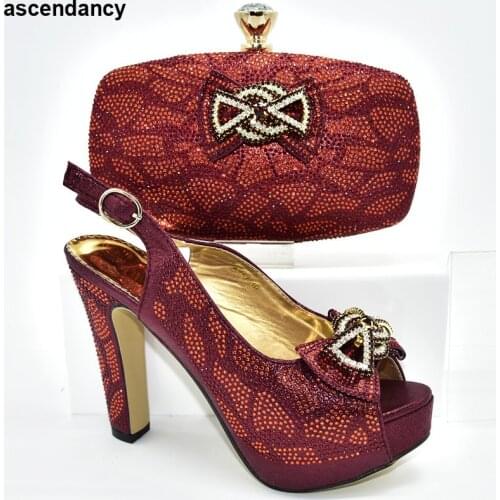 Fashion Italian Women Wedding Pumps with Purse Italian Ladies Shoes and Bags To Match Set African Shoes and Bags Matching Set