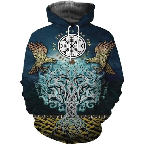 Beautiful Viking PatternBlue 3D Printed Men 6XL Oversized Hoodie Harajuku Fashion Hooded Sweatshirt Autumn Unisex Hoodie