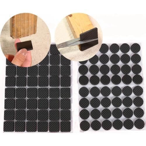48 Pcs Non-slip Self Adhesive Furniture Rubber Table Chair Feet Pads Round Square Sofa Chair Leg Sticky Pad Floor Protectors Mat