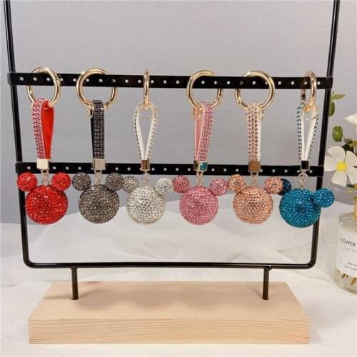 New Arrival Full Rhinestones Colorful Cartoon Doll Creative Diamond Bag Key Chain Pendant Car Key Ring Pendant Ladies Gif