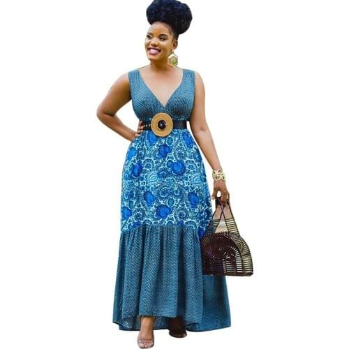 New Style African Dashiki Fashion Flower Print Dress Sexy Loose Long Maxi Dress African Dresses For Women