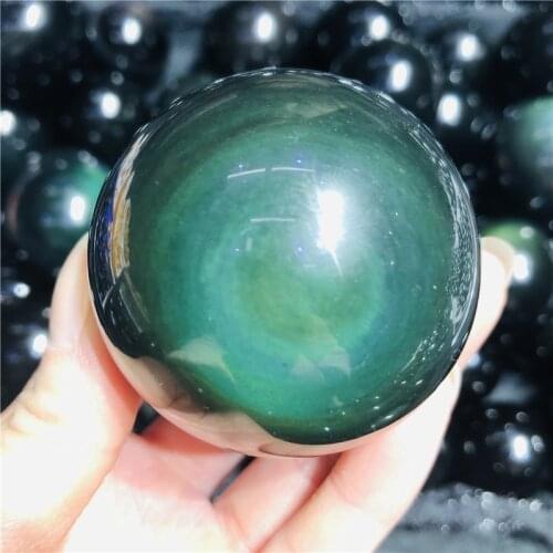 Natural Rainbow Obsidian Cat Eye Obsidian,Crystal Stone Sphere Ball Mineral Rock Reiki Chakra Healing Stone