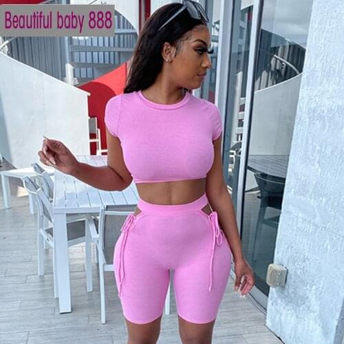 Meqeiss autumn sweet Rib Knit Tops Hollow Shorts 2two Pieces Set for women street casual tee shirt shorts Activity suits mujer