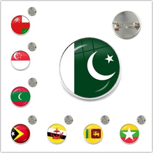 Pakistan,Brunei,East Timor,Myanmar,Sri Lanka,Maldives 20/25mm Glass Cabochon Brooches Collar Pins Jewelry For Wome Men Gift