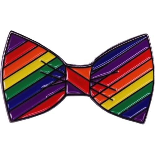 Rainbow bow tie lapel pin LGBT gay pride addition