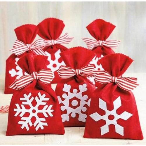 Merry Christmas Gift Bags Snow Decor Cloth Xmas Packing Bags Happy New Year 2020 Christmas Candy Bags