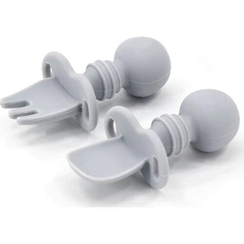 Baby silicone licking fork spoon baby training predator fork spoon short handle learn to molar artifact silicone soft fork spoon