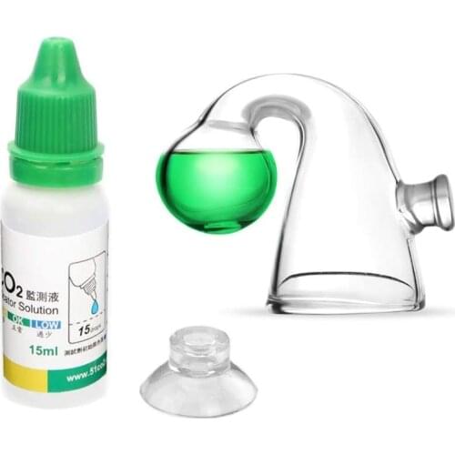 Glass Co2 Drop Checker With 4dkh/PH Solution CO2 PH Ball Long Term Indicator Monitor Tester For Planted Aquariums