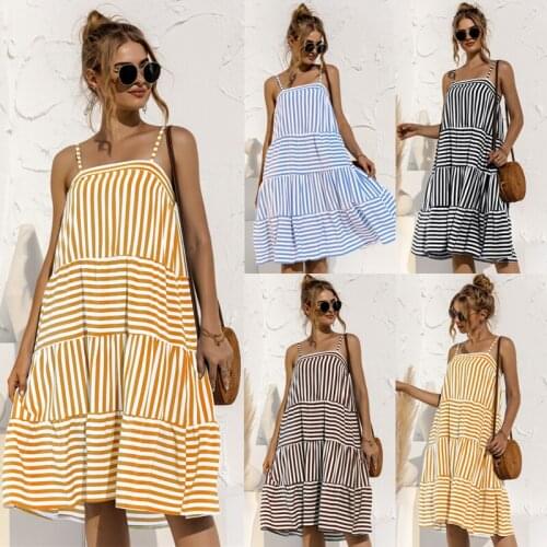 Spring Hot Striped Dresses For Women 2021 Fashion Ball Gown Vestidos Mujer Verano Loose Womens Summer Sundresses Midi Dress