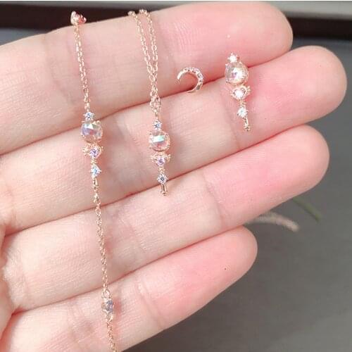 Japanese Anime Sailor 925 Sterling Silver Earstuds Bracelet Necklace Jewelry Set Cosplay Accessories Couple Girlfriend Gift