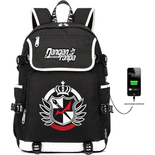 Japan anime Danganronpa backpack USB charging Backpack teenagers School Bags women men travel Laptop Shoulder bag
