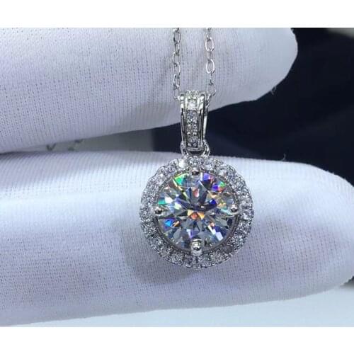 Passed Diamond Test Perfect Cut Moissanite S925 Silver Gold Plated Round Bag Diamond Pendant Women Fashion Luxury Jewelry Gift