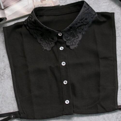 New sweater false necklace Cotton elegant sweater Embroidery Flowers Pearl Lace Half Shirt Collar necklace for women accessary
