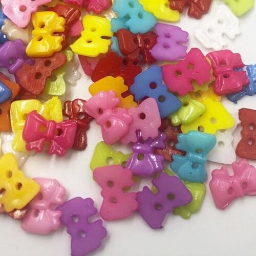 100pcs fashion mix colors cute Bow sewing buttons Baby/Kids Sweing buttons PT79