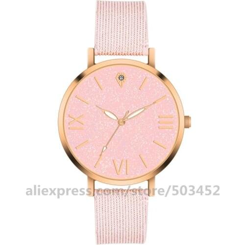 100pcs/lot Women New Style Watch Rose Gold Diamond Watches Ladies Casual Leather Band Quartz Sky Wristwatch Reloj Wujer
