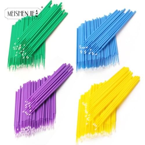 100pcs Durable Micro Disposable Eyelash Extension Makeup Brushes Individual Applicators Mascara Removing Tools Cotton Swab