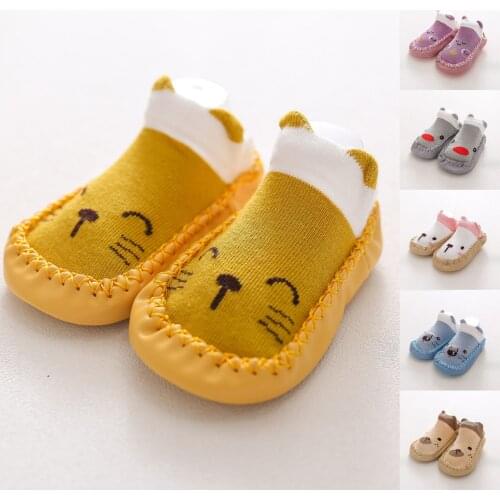 2021 Baby Kawaii Socks With Rubber Soles Infant Sock Newborn Autumn Winter Children Floor Socks Shoes Anti Slip Soft Sole Sock