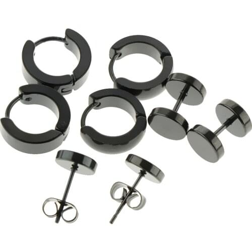 4 Pairs of Assorted Style Stainless Steel Earrings Metal Earrings with