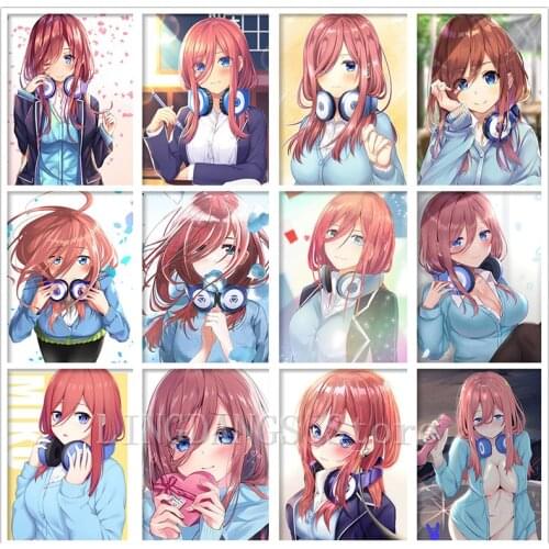 5D DIY Diamond Painting Japanese Anime Go-Toubun No Hanayome Nakano Miku Diamond Embroidery Mosaic Cross Stitch Home Decor Gift