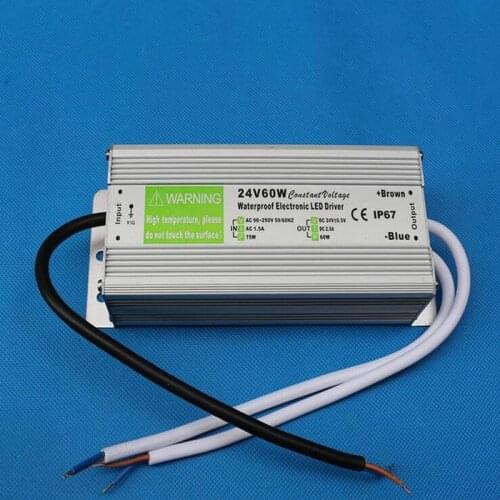 Free shipping 10pcs/lot Electronic LED Driver 60W LED Power Supply Transformer Waterproof 110V-240V to 12V/DC24V