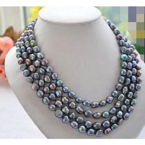 Free Shipping fine jewelry Long 60" NATURE BLACK BAROQUE freshwater pearl necklace