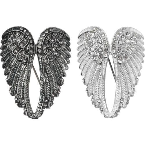 Fashion Vintage Angel Wings Brooch Pins Women Mens Sweater Suit Corsage Badge Decor Breastpin Jewelry Rhinestone Brooches