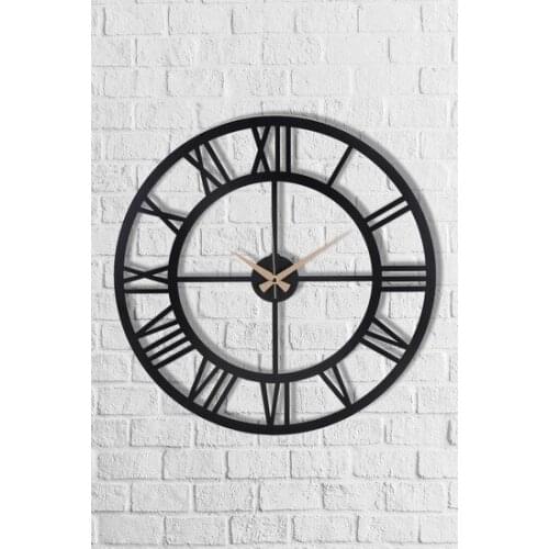 Muyi̇ka Roman Digit Metal Black Wall clock 50x50 cm Wall clock