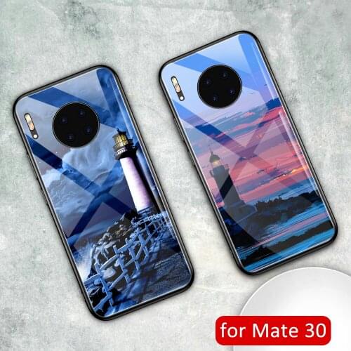 Mate 30 case Lighthouse Glass hard back cover mate 30 cover case for Huawei mate 30