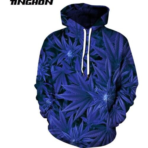 Blueberry Blue Weed Hoodies Hipster Cool Hip Hop Hoody Unisex Winter Long Sleeve Streetwear Classic Pullovers Outfits