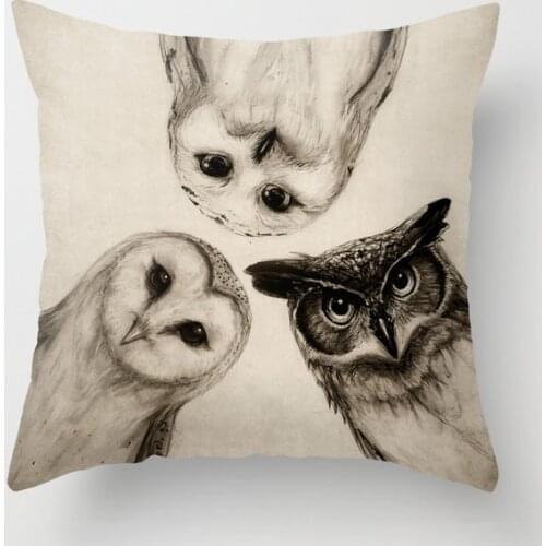 The Owls 3 Decorative Pillowcases Cotton Linen Throw Pillow Case Home Sofa Decor Pillowcase