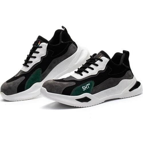 Breathable Mens Safety Shoes Boots With Steel Toe Cap Casual Mens Work Indestructible Puncture-Proof Work Sneakers