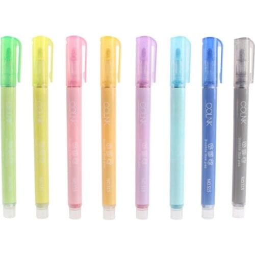 H8WA Glitter Marker Pen Double-line Draw Marker Fluorescent Colors Double-Outline Metallic Marker 8 Colors Highlighter Marker