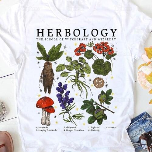 Herbology Plants T Shirt The School of Witchcraft and Wizardry Novelty Design Cotton Shirts