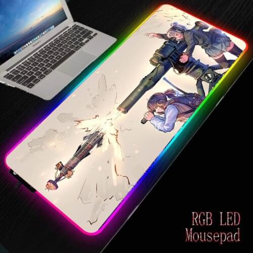 MRGBEST Anime Girl with Gun RGB Gaming Led Computer Mousepad Big Mouse Mat with Backlight Carpet for Keyboard Desk Mat Mause