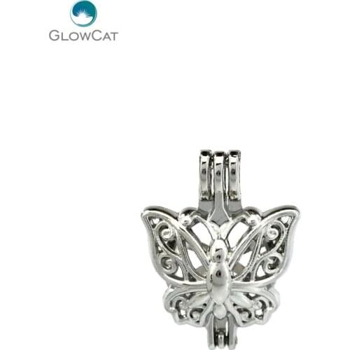 K701 5pcs/lot Silver Alloy butterfly spirit Pearl Cage Pendant Fairytale Party Essential Oil Diffuser