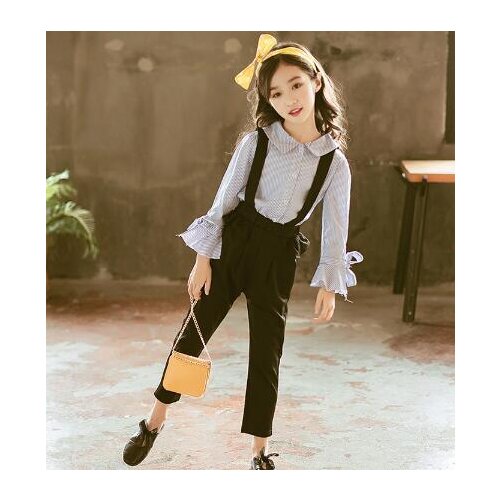 Kids Clothing Sets 2021 New Spring Autumn Girls Long Sleeve Striped Shirt + Pants 2 pieces Suits Children Clothes Outfits