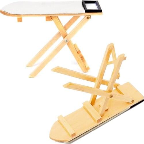 Dollhouse Mini Craft White Wood Ironing Board Scene Only Accessories Furniture Toy Board Ironing Miniature Dollhouse R3M5